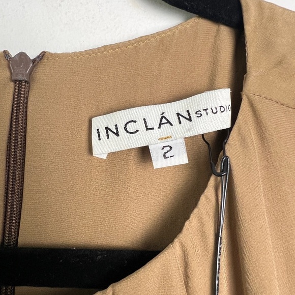 NEW Inclan Studio XS Camel Sleeveless Layered Silk Lagenlook Minimalist Dress - Picture 9 of 11
